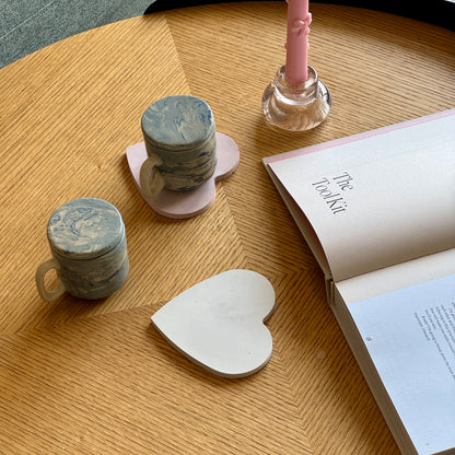 Set of two Heart-Shaped Concrete Coasters