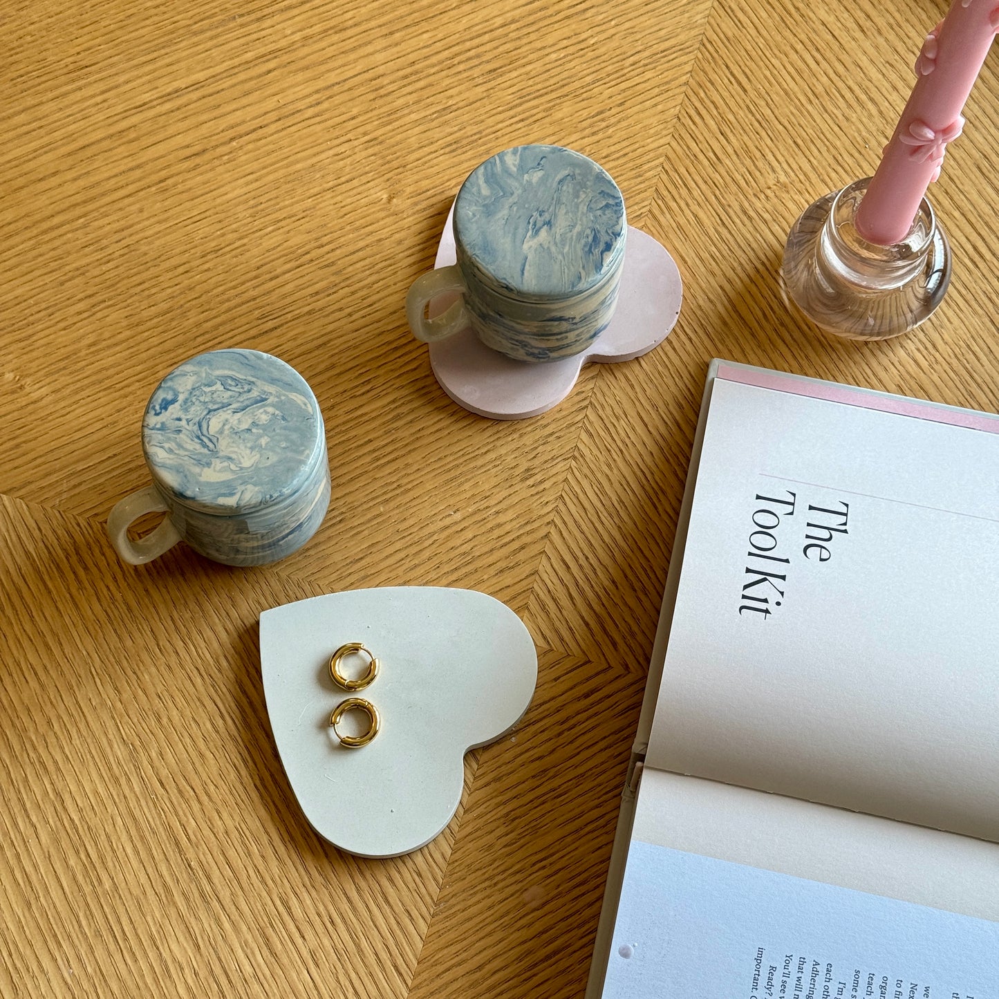 Set of two Heart-Shaped Concrete Coasters