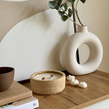 Round Textured Concrete Jar Candle